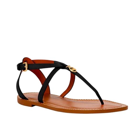 NIB COACH Shoulder Lydia Sandals Black Leather Size 6.5B - Picture 1 of 10